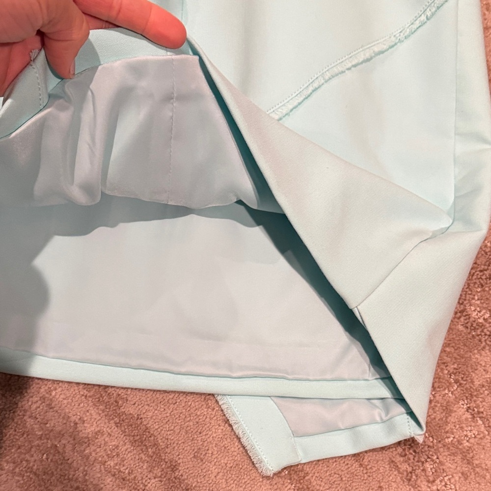 Sz 2 Cinq à Sept Asymmetrical Aqua Mini Dress - Picture 5 of 6